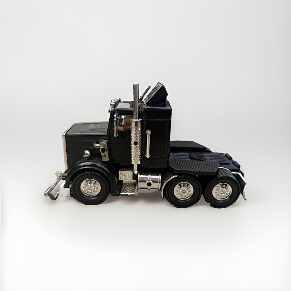 Semi Truck Shaped Analog Desk Clock Black/Silver Plastic Arabic Numerals
